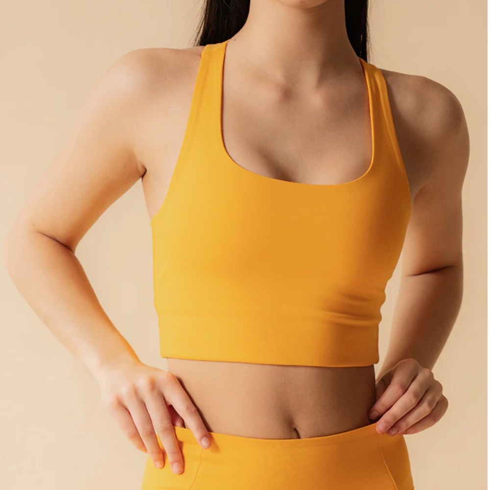 Girlfriend Collective Paloma Racerback Bra Size Small in Golden Glow